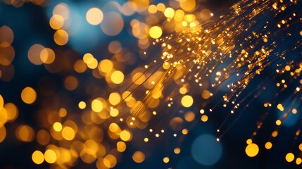 Abstract close up fiber optics light for background. Holiday concept. Optic communication and technology background. Optical lighting with bokeh.