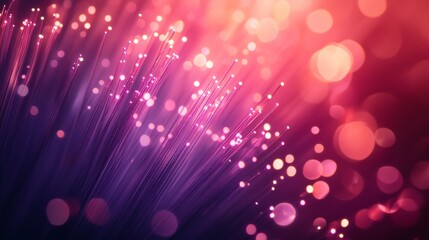Abstract close up fiber optics light for background. Holiday concept. Optic communication and technology background. Optical lighting with bokeh.