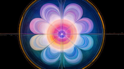 Wall Mural - a colorful flower with a blue center