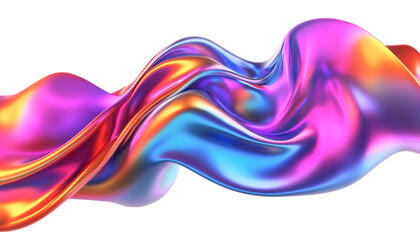 Wall Mural - pink purple and blue wave fluid holographic iridescent 3d render abstract isolated on transparent ba
