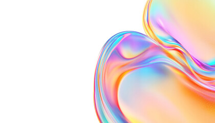 Wall Mural - blue pink and orange wave fluid holographic Iridescent 3d render abstract isolated on transparent background cutout