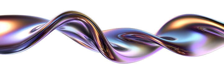 Wall Mural - abstract purple blue wave fluid holographic Iridescent 3d render abstract isolated on transparent background cutout