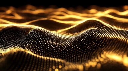 Wall Mural - moving dots and lines. 3d rendering of cyber technology illustration. abstract wave with moving dots