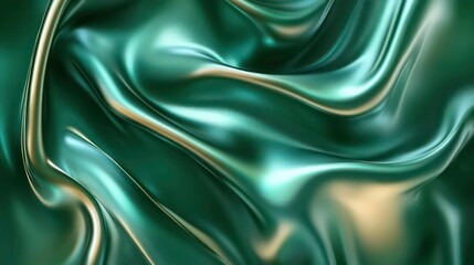 Wall Mural - luxurious golden green shiny silk background. royal green satin pattern surface