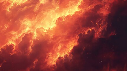 Wall Mural - an abstract background with a fiery orange and red sky.