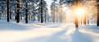 © A-TiMe  - Captivating sunset glow in winter forest snow-covered landscape nature photography serene environment wide angle tranquility