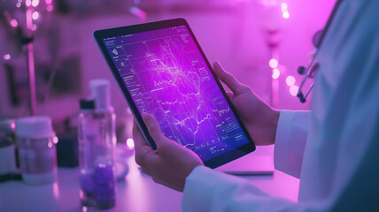 Wall Mural - tablet-based medical application offering live health screenings for instant wellness insights