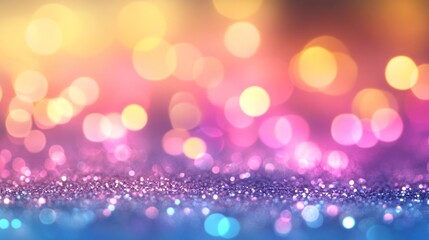 Wall Mural - festive christmas glitter background featuring shimmering multicolor bokeh lights with overlapping t