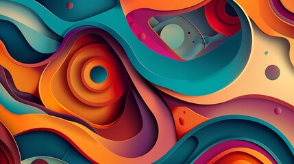 Wall Mural - abstract colorful paper cut design with vibrant colors and a dynamic composition.