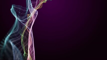 Wall Mural - fantastic video animation with particle wave object in slow motion and space for text, 4096x2304 loo