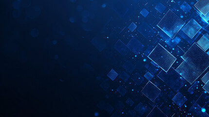 Aufkleber - Digital squares floating and glowing in dark blue cyberspace with particles