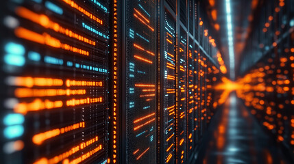 Aufkleber - Server room data center showing running diagnostics and source code