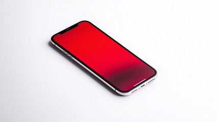 Poster - Modern smartphone showing vibrant red gradient screen on white background