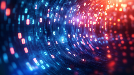 Poster - Binary code tunnel effect creating futuristic data flow visualization