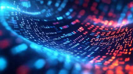 Poster - Digital data stream flowing through cyberspace in futuristic style