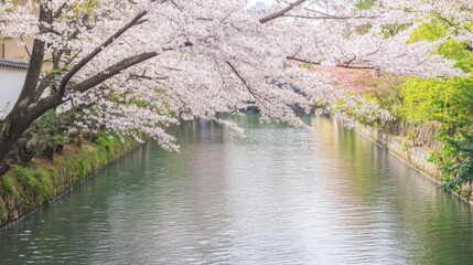 Wall Mural - An enchanting view of the cherry blossoms in full bloom along the Philosopher鈥檚 Path in Kyoto, Japan, Cherry blossoms scene