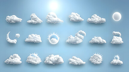 Sticker - Variety of clouds and celestial elements illustration