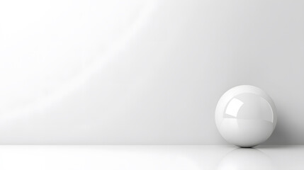 Fototapete - A minimalistic scene featuring a single white sphere against a bright, blank background, conveying simplicity and elegance.