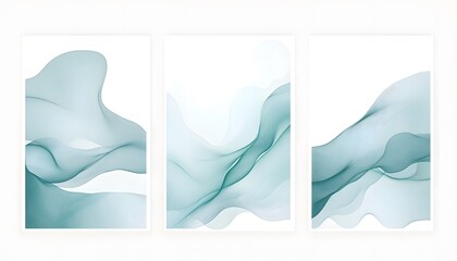 Wall Mural - Abstract Artwork with Three Framed Teal Waves