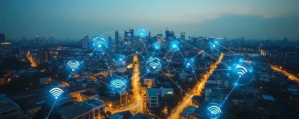 Fototapete - The Internet of Things IoT technology with smart devices connected in a futuristic network