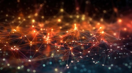 Wall Mural - Abstract Network of Glowing Points
