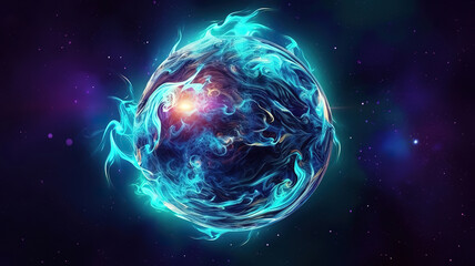 Wall Mural - amazing blue color glowing shimmering grain texture smoke cloud on dark black art background