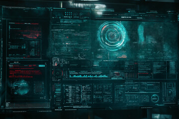 Wall Mural - futuristic callouts titles in hud style