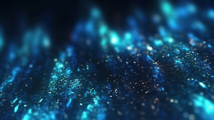 Wall Mural - amazing blue luxury glitter and bokeh particles, blue bokeh background