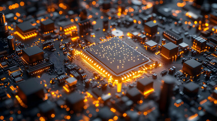 Wall Mural - glowing circuit board 3d illustration