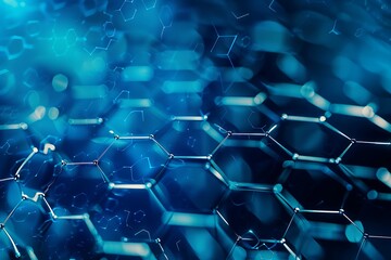 Fototapete - Abstract technological background with hexagons and connected lines