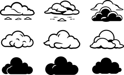 Wall Mural - Set of clouds icon black and white