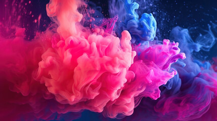 Wall Mural - fantastic smoke splash of colorful paint on the dark background