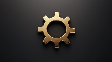 Aufkleber - A shiny golden gear symbol sits prominently on a dark surface, symbolizing machinery and technological advancements in design. Generative AI