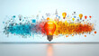 © king of blade - Illuminating Ideas: A bright, glowing lightbulb at the center of a vibrant explosion of creative ideas and innovative concepts.  The image symbolizes imagination, innovation.
