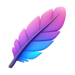 Wall Mural - blue and purple feather 3d render icon isolated on transparent background cutout