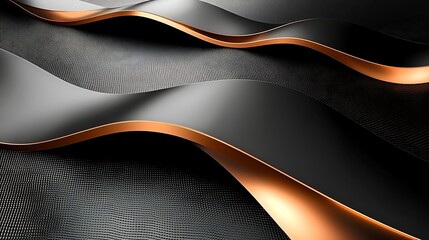 Canvas Print - elegant abstract waves of black and gold create a modern and stylish background perfect for design, 