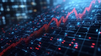 Poster - Red Line Graph on a Digital Display