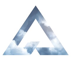 Wall Mural - abstract geometric triangle shape filled with a serene sky and cloud design creating a tranquil and 