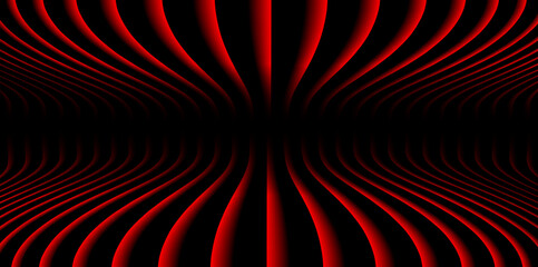 Poster - Abstract  background with 3D red black striped pattern, interesting radial symmetrical pattern minimal dark background for business presentation.