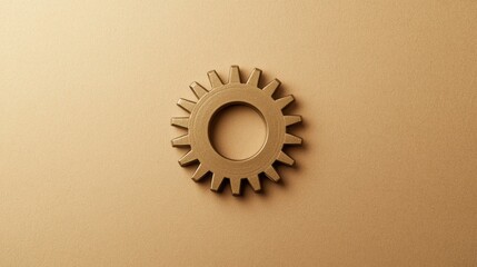 Aufkleber - This brown gear symbol sits centrally on a light beige background, emphasizing its significance in mechanical and engineering themes. Generative AI