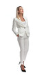 © Viorel Sima - beautiful young businesswoman in white suit holding hands in pockets