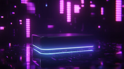 Leinwandbilder - Digital technology showcase futuristic setting 3d render neon environment close-up view innovation concept
