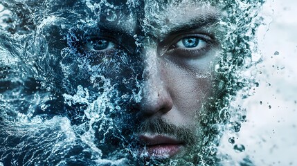 Leinwandbilder - Merging forces man and water digital art surreal environment close-up conceptual impact