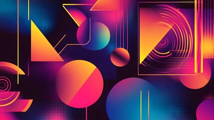 Aufkleber - Dynamic geometric patterns digital space abstract art vibrant colors artistic viewpoint modern design concept