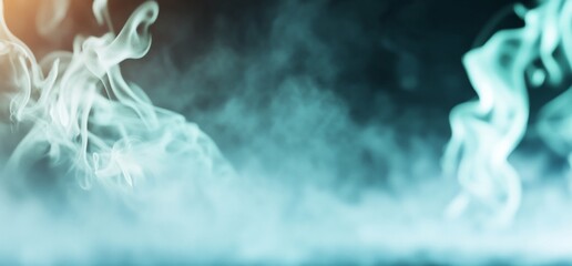 Wall Mural - Abstract teal smoke with copy space.