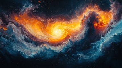 Poster - Galaxy painting with abstract swirls of color, capturing the beauty of the universe