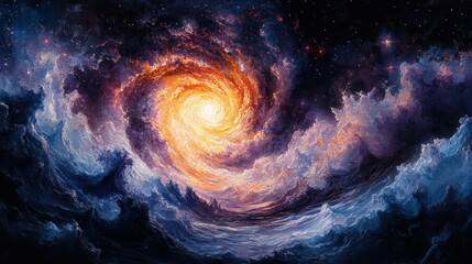 Leinwandbilder - Galaxy painting with abstract swirls of color, capturing the beauty of the universe