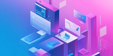 Wall Mural - this illustration shows the process of creating a website. it includes designing the user interface 