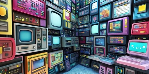 Wall Mural - this image shows the idea of creating software or games using computer code. it uses 3d symbols and 