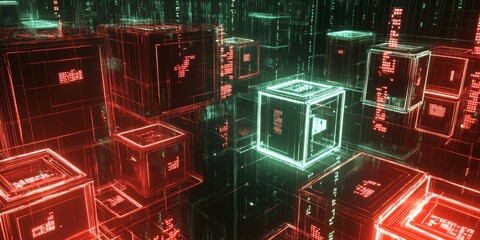 This image shows the idea of creating software or games using computer code. It uses 3D symbols and windows to represent the process of programming. It's about the world of computers and technology.